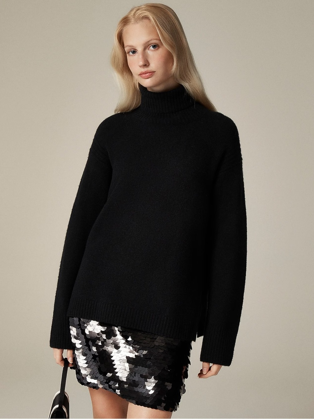 New J Crew Wool Alpaca Turtleneck Sweater Supersoft Yarn Size S Black